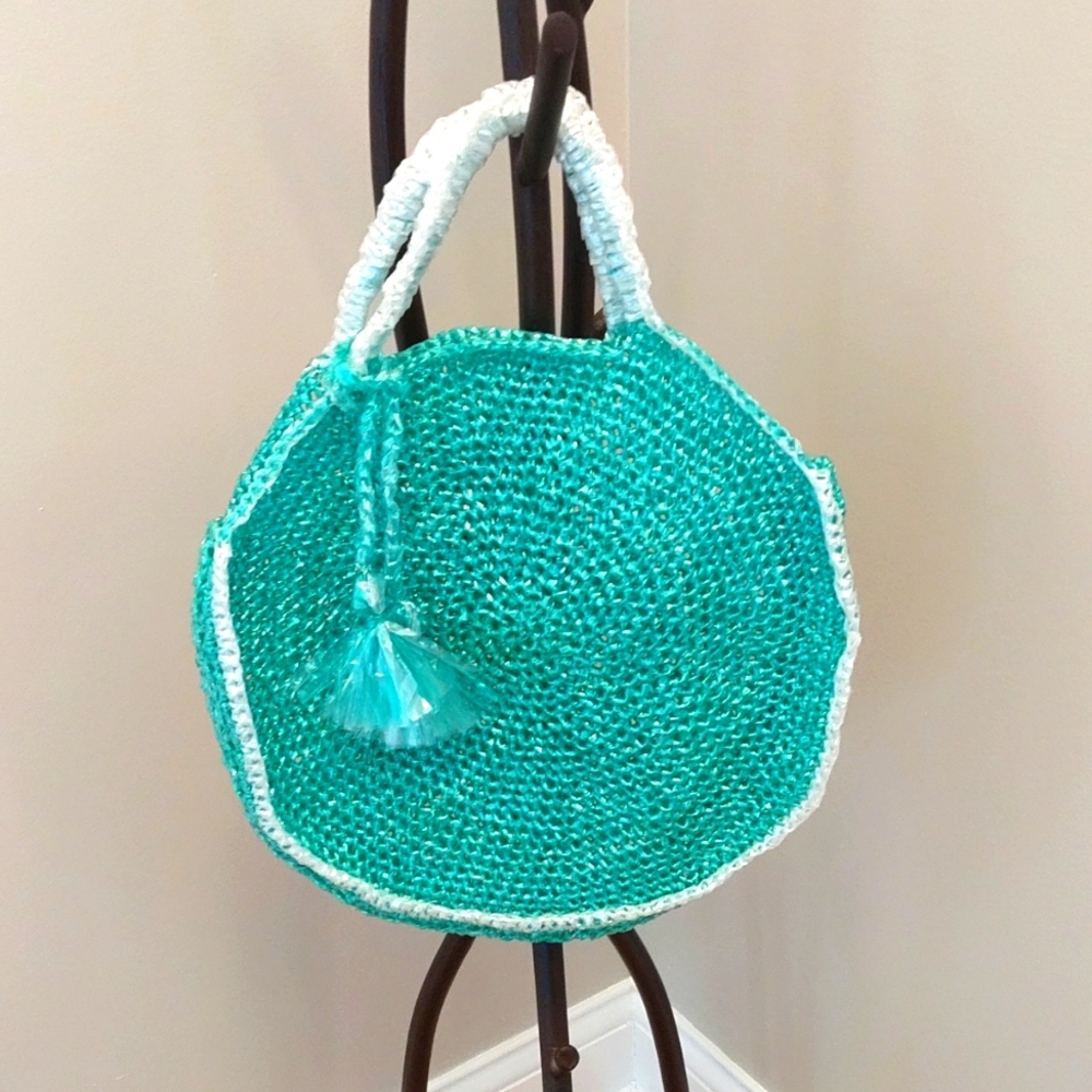 Capri Circle bag made from plarn, white/gr…